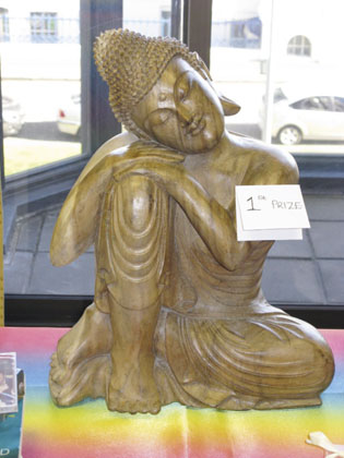 s beautiful Buddha statue was the first prize in the ghf raffle