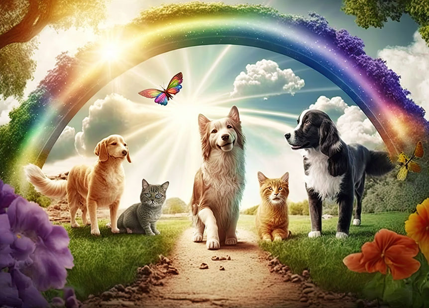 THIS wonderful illustration shows how much-loved animal companions are restored to full health in the Higher Realms, where they await their human friends.