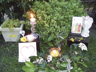 Wendy Stokes' garden altar