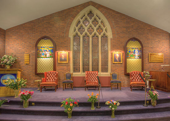 The interior of Longton Spiritualist Church