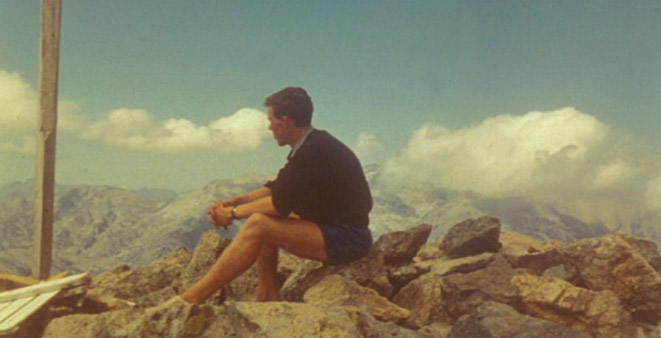 The last photo of Roger, sitting on rocks in Corsica shortly before his tragic accident.